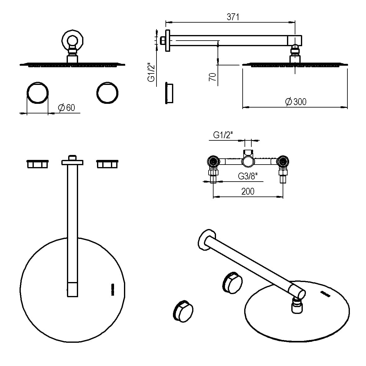 GRIFERIA BICOMANDO DUCHA SIN TRANSFERENCIA LUXURY BLACK HIDROMET – 10 AÑOS DE GARANTÍA [15009NEGR]