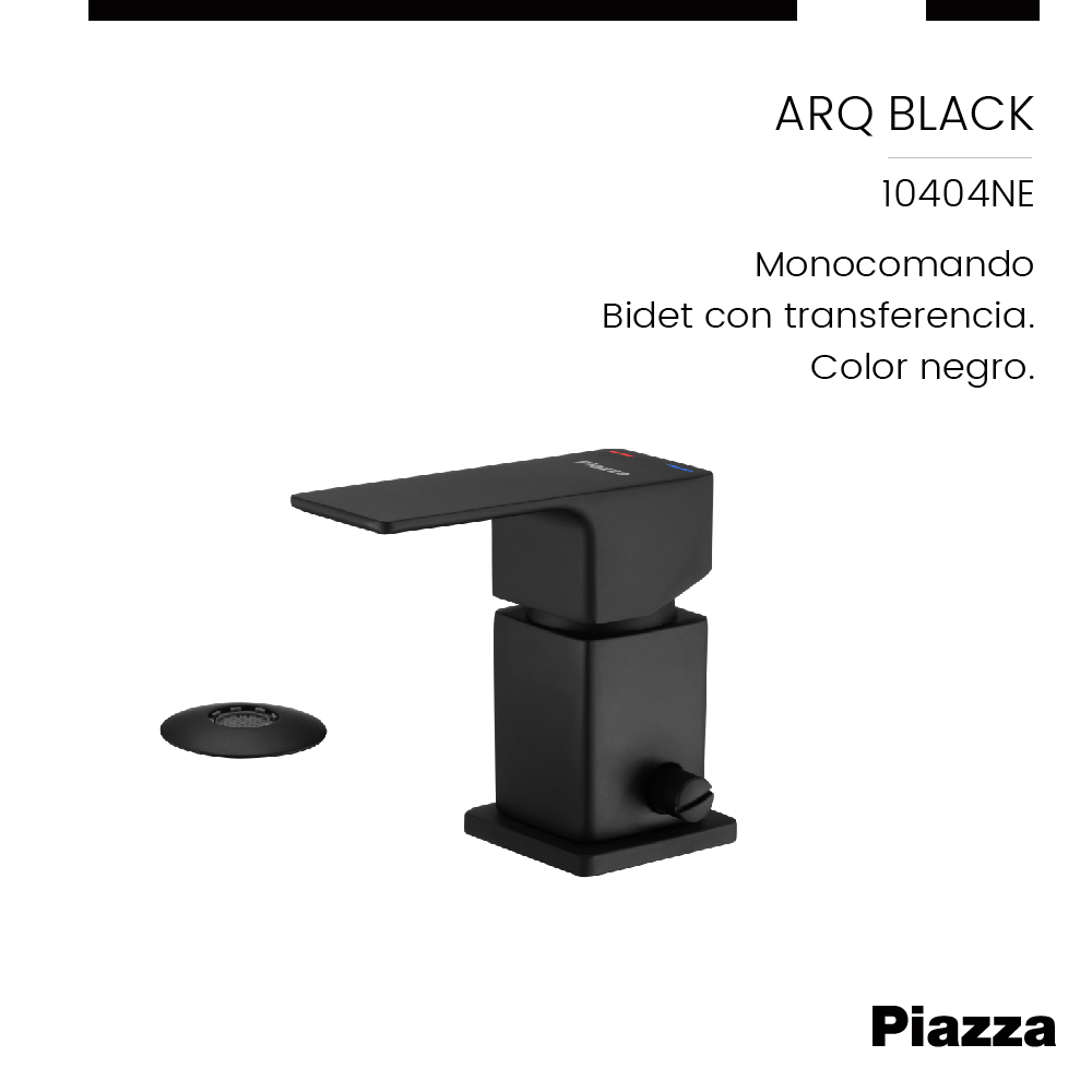 GRIFERÍA MONOCOMANDO ARQ BIDET CON TRANSFERENCIA NEGRA PIAZZA [10404NE]