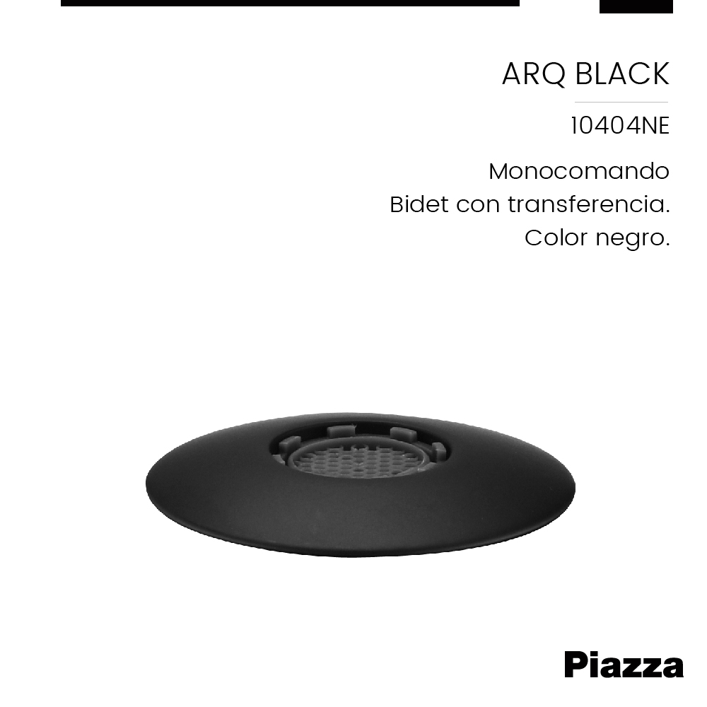 GRIFERÍA MONOCOMANDO ARQ BIDET CON TRANSFERENCIA NEGRA PIAZZA [10404NE]