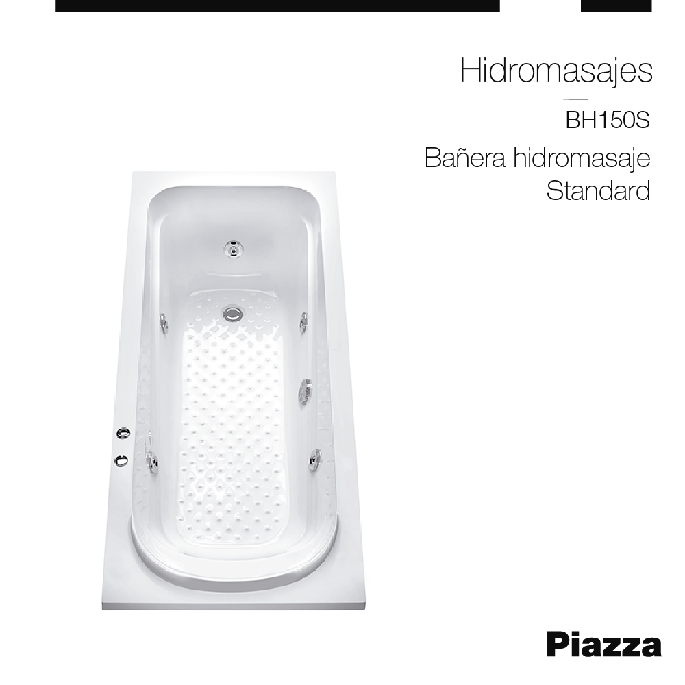 BAÑERA HIDROMASAJE STANDARD 1500mm PIAZZA [BH150S]