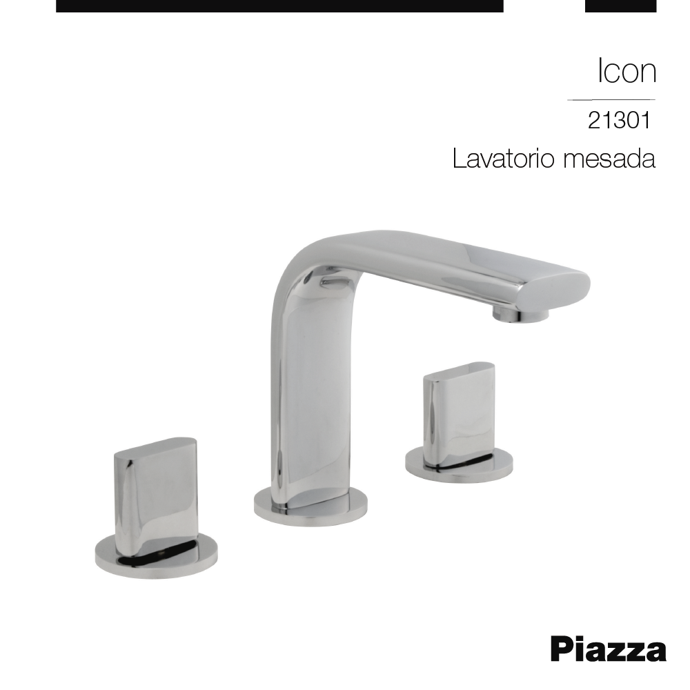 GRIFERÍA BICOMANDO CIERRE CERAMICO ICON LAVATORIO CROMO PIAZZA [21301]