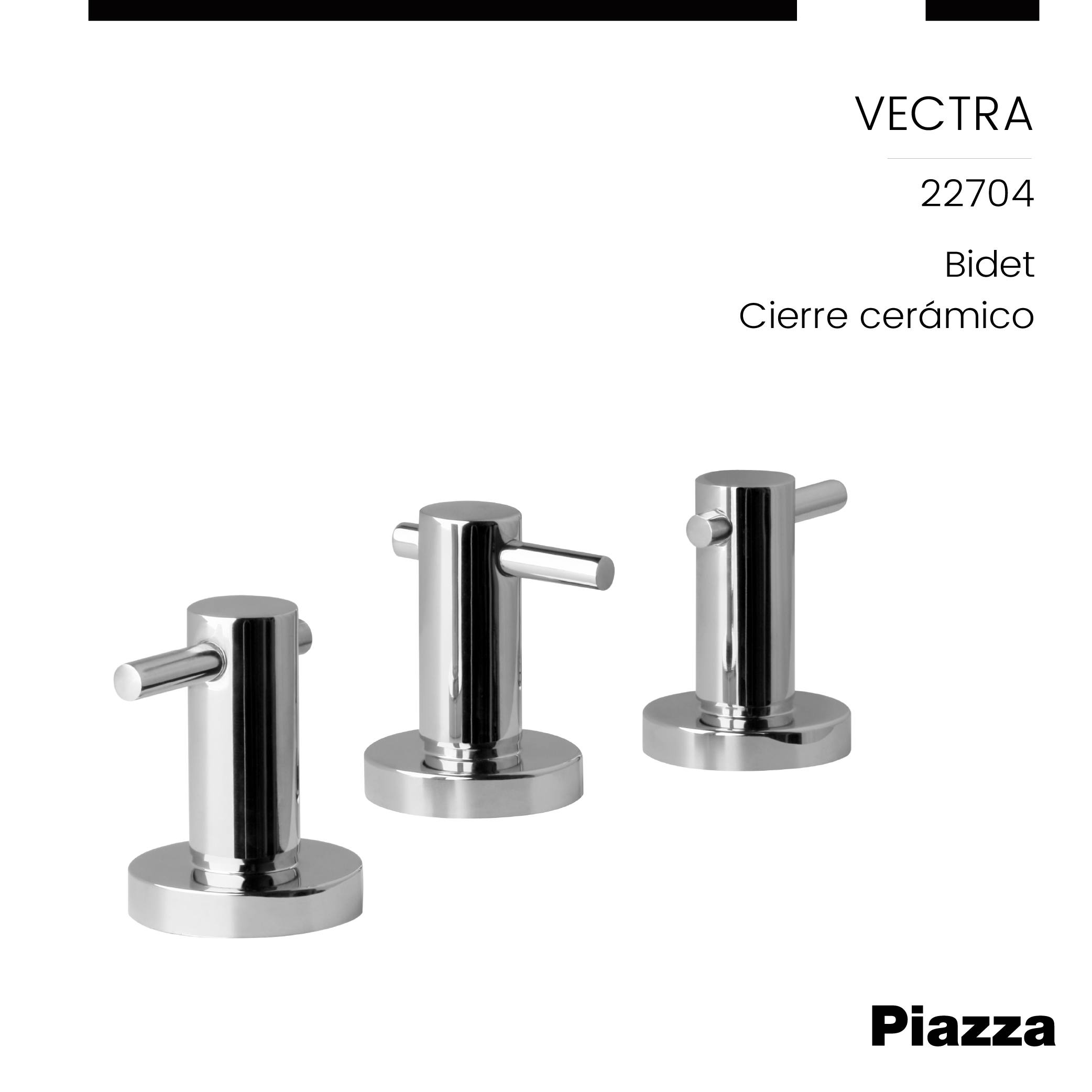 GRIFERÍA BICOMANDO CIERRE CERAMICO VECTRA BIDET CON TRANSFERENCIA CROMO PIAZZA [22704]