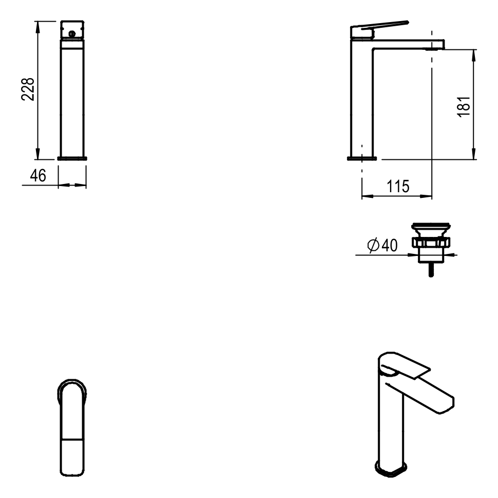 GRIFERIA MONOCOMANDO LAVATORIO MEDIO RAPTOR BLACK – 10 AÑOS DE GARANTÍA [9416NEGR]
