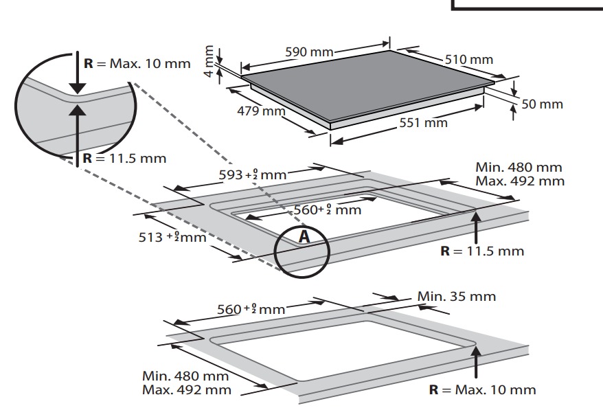 ANAFE VITROCERÁMICO INDUCCIÓN 4 HORNALLAS NEGRO - WHIRLPOOL [ACM807/BA]