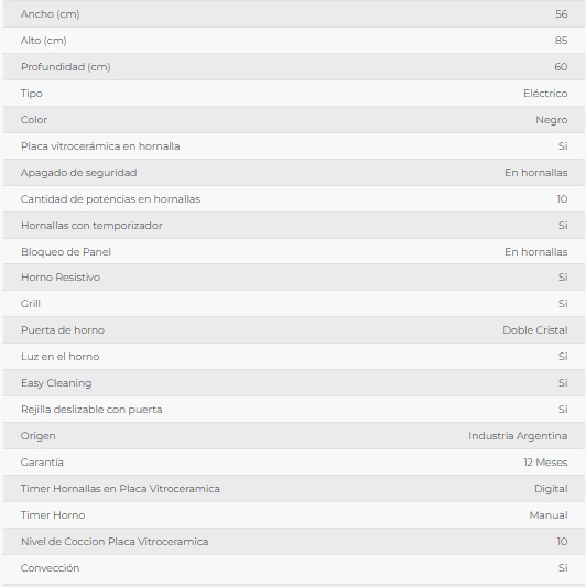 COCINA ELECTRICA 74LT 3 PUNTOS DE COCCION CON 3 FUNCIONES Y SUPERFICIE VITROCERAMICA - NEGRO - FLORENCIA [FLOR8637E]