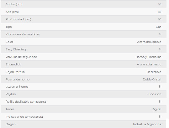 COCINA MULTIGAS 65LT 4 HORNALLAS CON ENCENDIDO ELECTRICO - BLANCO - FLORENCIA [FLOR5558]