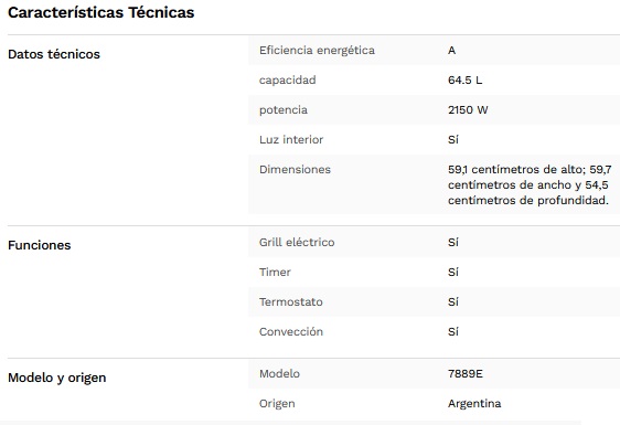 HORNO ELECTRICO EMPOTRABLE 65LTS CON 12 FUNCIONES Y COMANDO TACTIL - ESPEJADO - FLORENCIA [FLOR7889E]