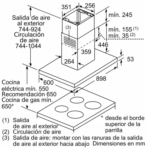 CAMPANA ISLA 90 CM  ABSORCION 754M3/H ACERO - BOSCH [DIB97IM50]