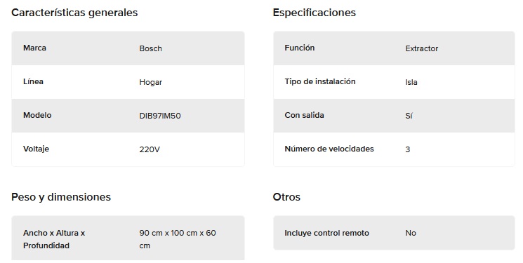 CAMPANA ISLA 90 CM  ABSORCION 754M3/H ACERO - BOSCH [DIB97IM50]