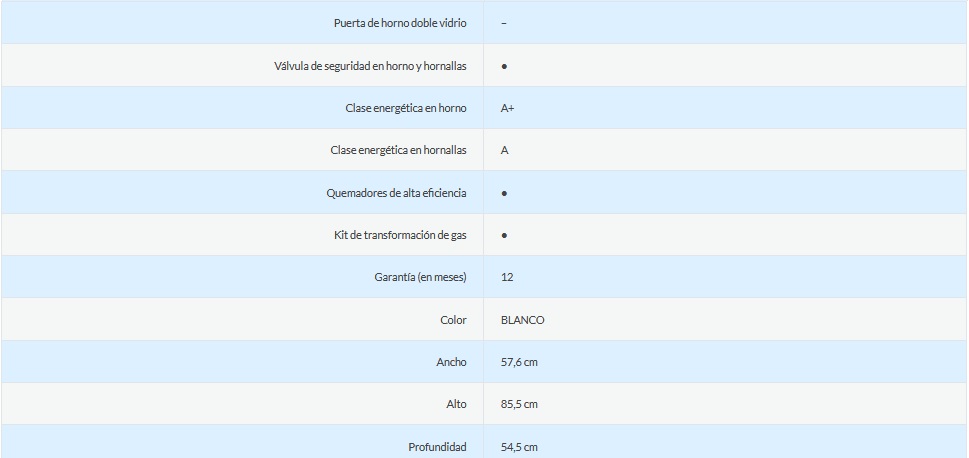 COCINA MULTIGAS 4 HORNALLAS CON REJILLAS DIVIDIDAS  - EFICIENCIA ENERGÉNITCA A+ - CRISTAL TEMPLADO - PARRILLA - ENLOZADO DE HORNO EASY CLEAN - BLANCO - ORMAY [MAXI]