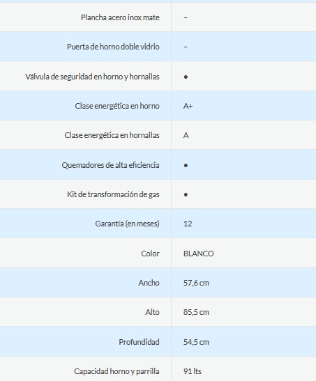 COCINA MULTIGAS 4 HORNALLAS CON REJILLAS DIVIDIDAS  - EFICIENCIA ENERGÉNITCA A+ - CRISTAL ESPEJADO - PARRILLA - BLANCO  - ORMAY [BIYU PLUS]