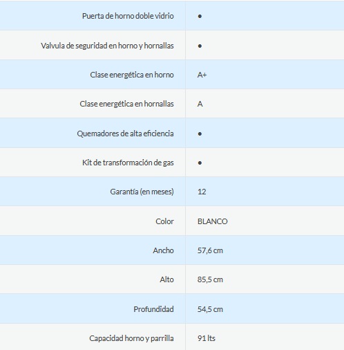 COCINA MULTIGAS 4 HORNALLAS CON REJILLAS DIVIDIDAS  - EFICIENCIA ENERGÉNITCA A+ - CRISTAL ESPEJADO - TIMER - LUZ - GRILL Y SPIEDO - BLANCO - ORMAY [GOURMET PRO BL]