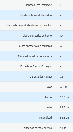 COCINA MULTIGAS 4 HORNALLAS CON REJILLAS DIVIDIDAS  - EFICIENCIA ENERGÉNITCA A+ - CRISTAL ESPEJADO - TIMER - LUZ - GRILL Y SPIEDO - ACERO INOXIDABLE - ORMAY [EUROPEA  A – IV]