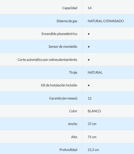CALEFON A GAS 12LTS - ORMAY [14 LE]