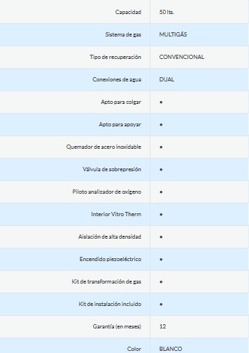   TERMOTANQUE A GAS 50 LTS - CONEXIÓN DUAL - ORMAY [TQ 50 DUAL]