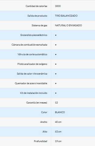 CALEFACTOR 1800 CALORIAS A GAS NATURAL - TIRO BALANCEADO - ORMAY  [3000 TB]