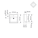 BACHA DE PORCELANA DE EMPOTRAR 410x410x150 mm - 1 AGUJERO PIAZZA [A173C]