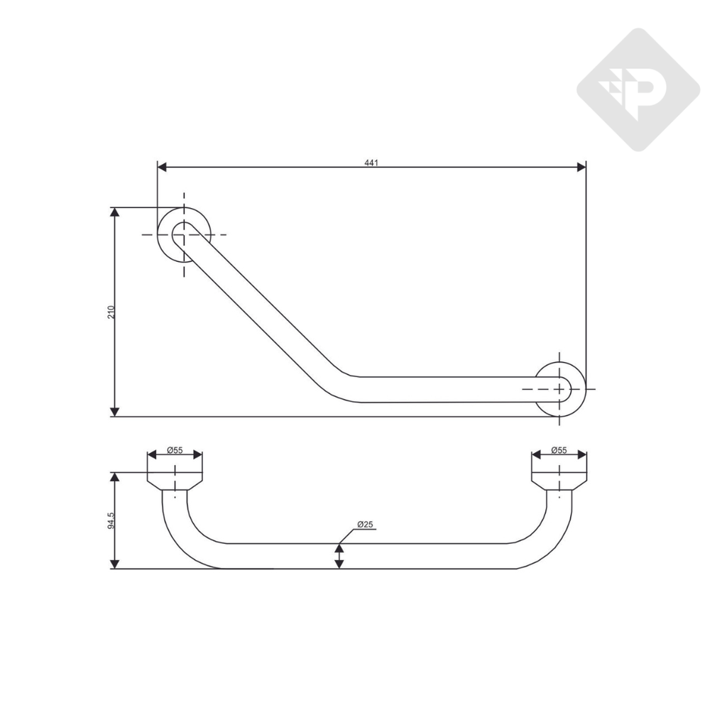 ACCESORIO AGARRADERA ANGULAR CROMO PIAZZA [C5008]