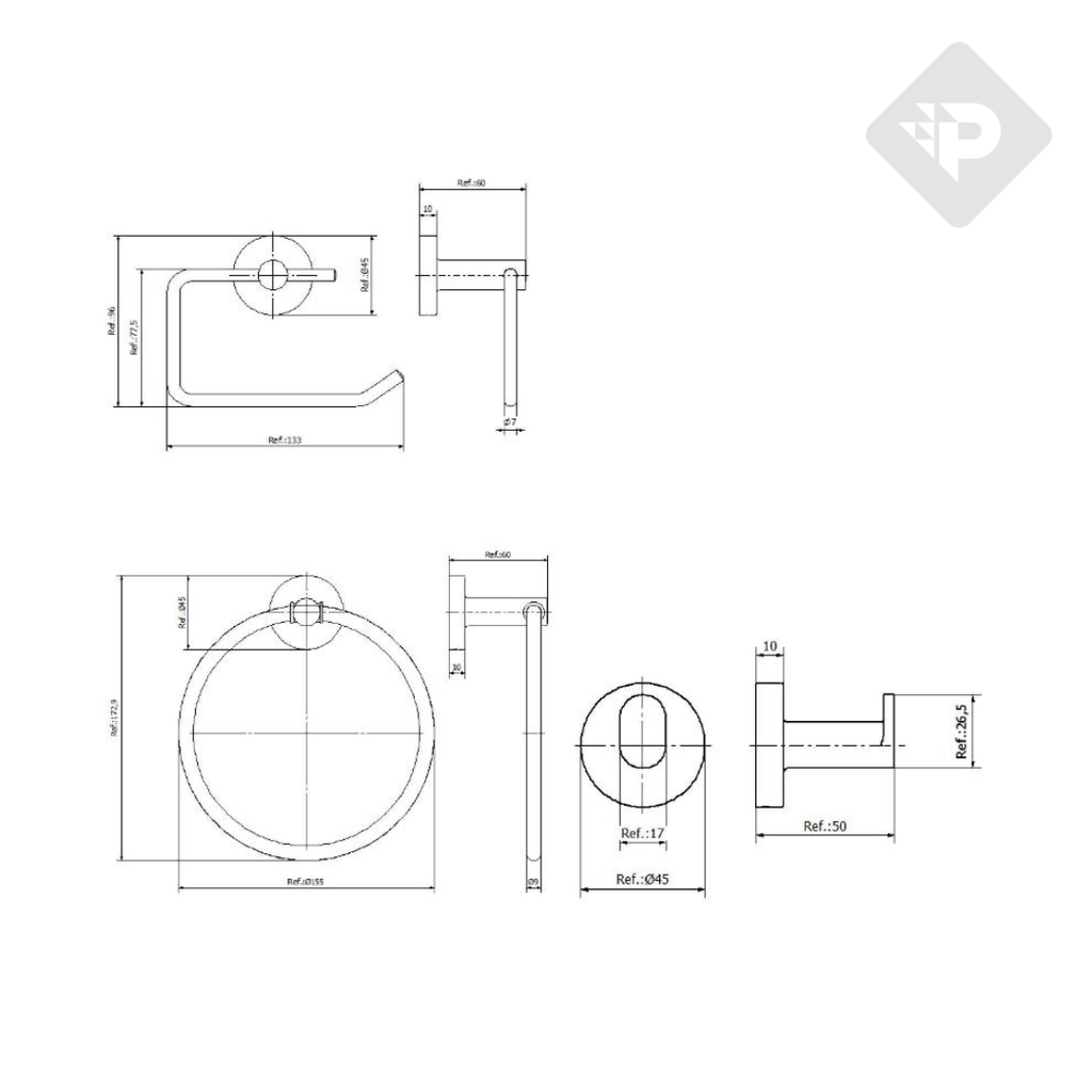 ACCESORIOS SET SENSUS 4 PIEZAS CROMADO - PIAZZA [73228S]