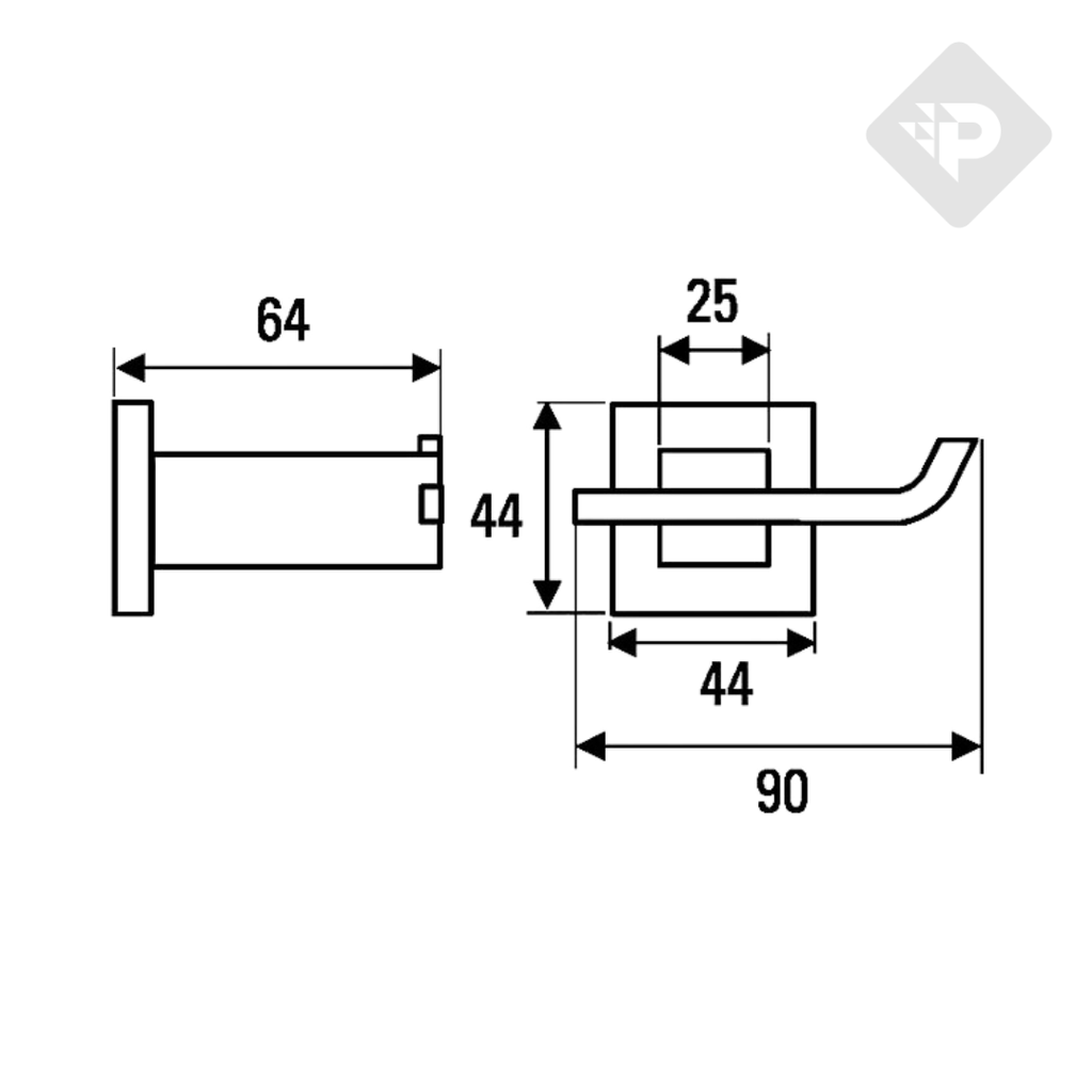 ACCESORIO PERCHA GEOMETRY CROMO -  HIDROMET [02852CRCR]