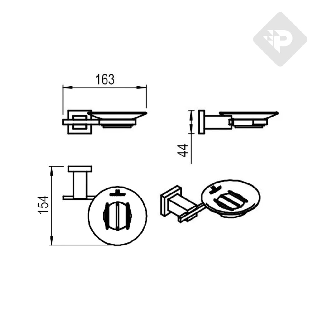 ACCESORIO JABONERA GEOMETRY NEGRO -  HIDROMET [2821NEGR] DISCONTINUO