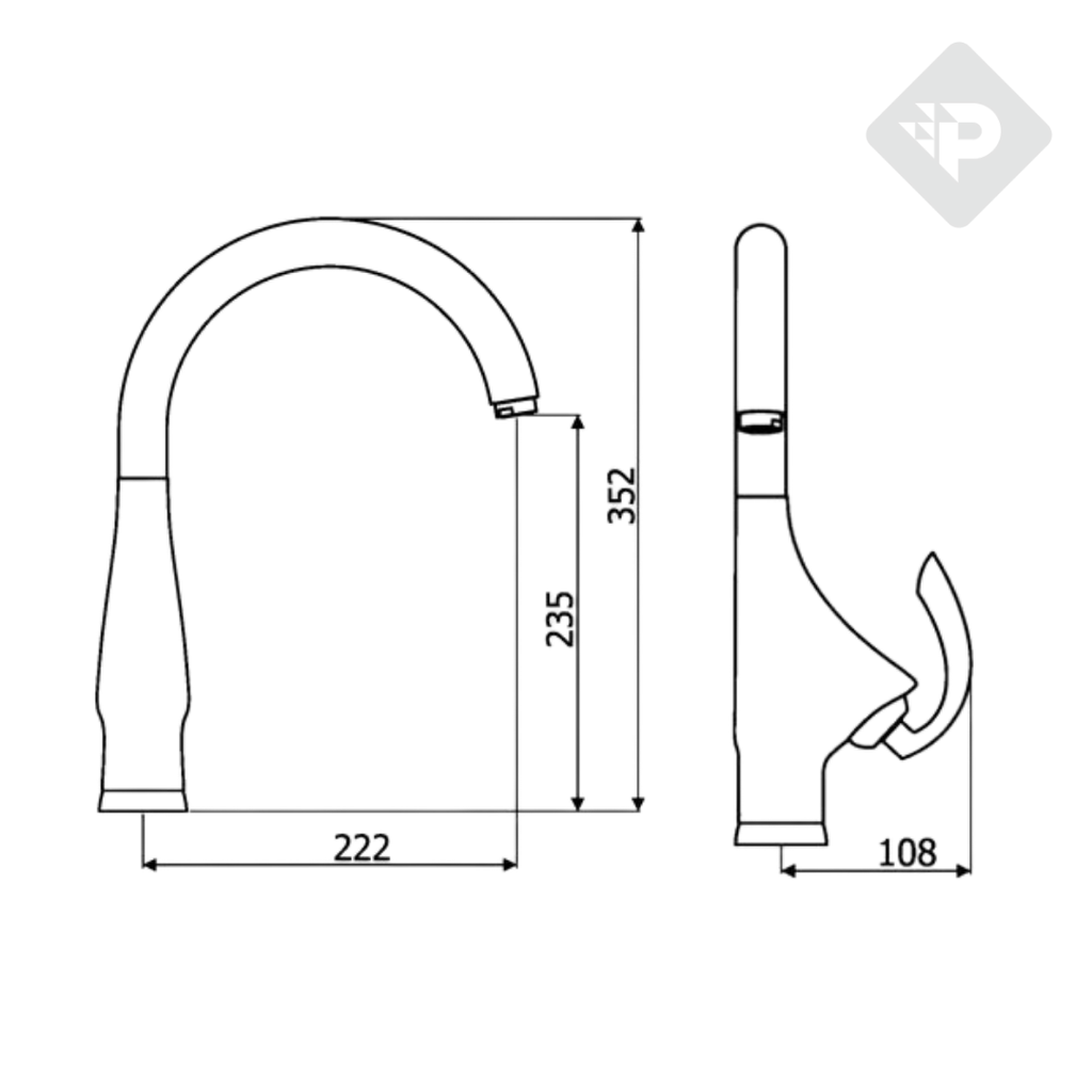GRIFERÍA COCINA MONOCOMANDO SWAN BLANCO - HIDROMET - 10 AÑOS DE GARANTÍA [4350BLBL]
