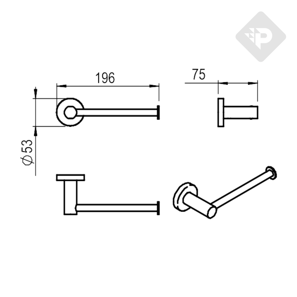ACCESORIO PORTA ROLLO DYNAMIC BLANCO -  HIDROMET [8561BLBL]