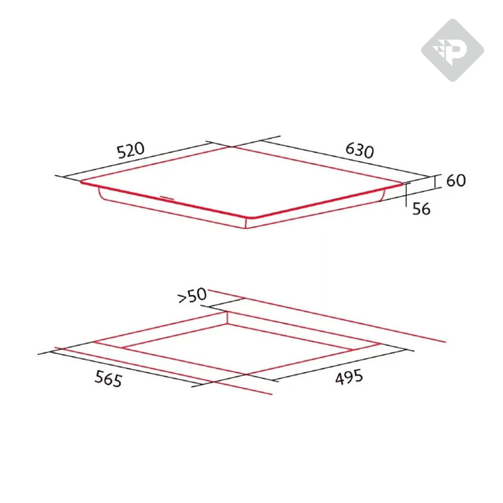 ANAFE DE INDUCCION DE 3 ZONAS CON DETECCION DE ZONAS Y BISEL FRONTAL NEGRO DE 60cm - NODOR [ISN6323BK]