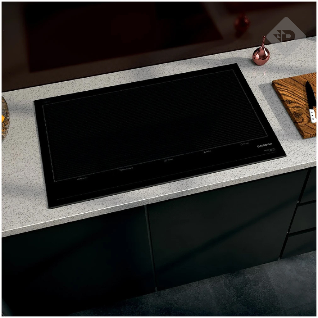 ANAFE DE INDUCCION DE 5 ZONAS CON DETECCION DE ZONAS Y BISEL FRONTAL NEGRO DE 90cm - NODOR [ISN9223BK]