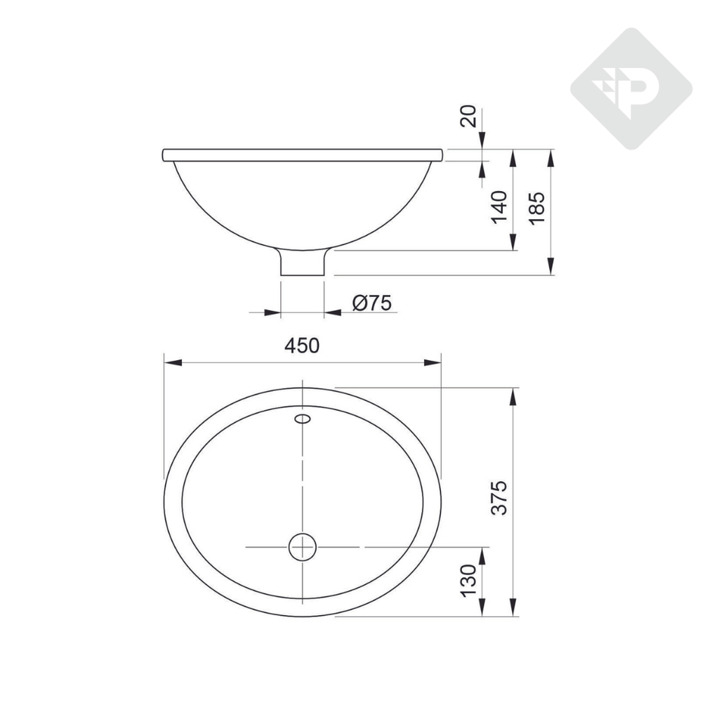 BACHA BAJO MESADA B120 REDONDA PIAZZA - LAVATORIO BAÑO
