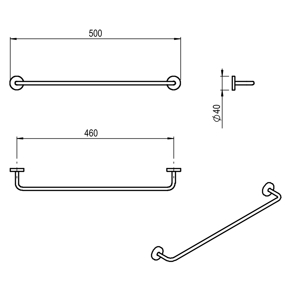 ACCESORIO TOALLERO BARRAL JET CROMO HIDROMET - 10 AÑOS DE GARANTÍA [03741CRCR]
