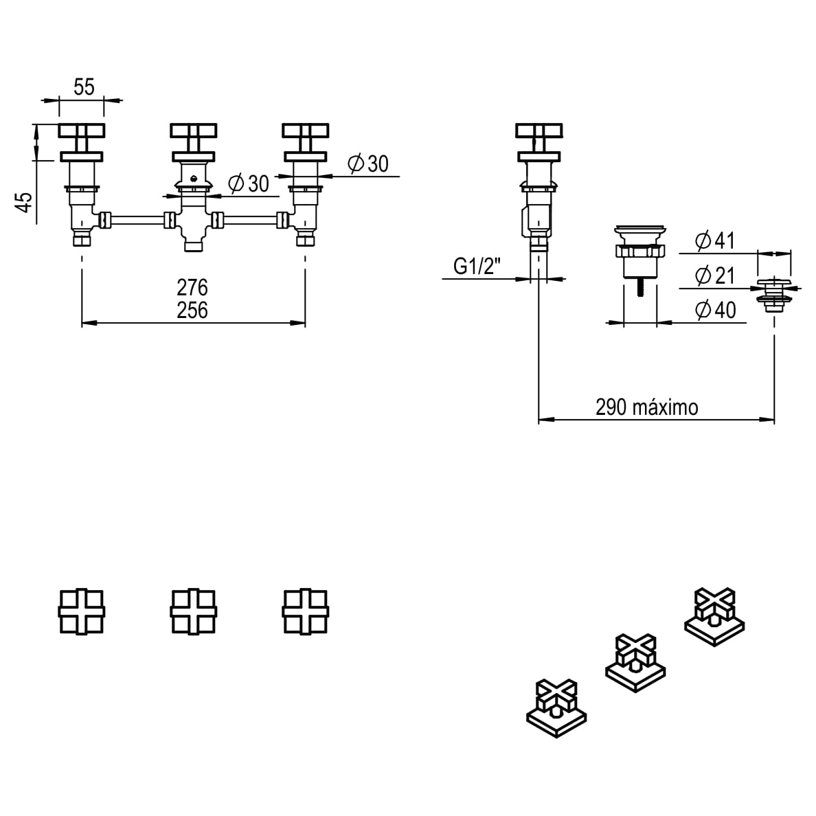 GRIFERIA BICOMANDO BIDET BLOCK CRUZ CROMO HIDROMET – 10 AÑOS DE GARANTÍA [03402CRCR]