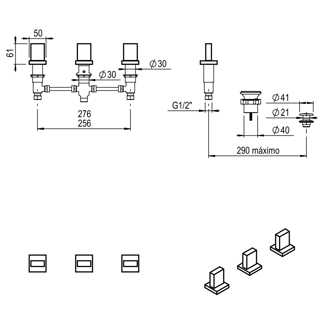 GRIFERIA BICOMANDO BIDET BLOCK UP BLACK HIDROMET – 10 AÑOS DE GARANTÍA [34002NEGR]