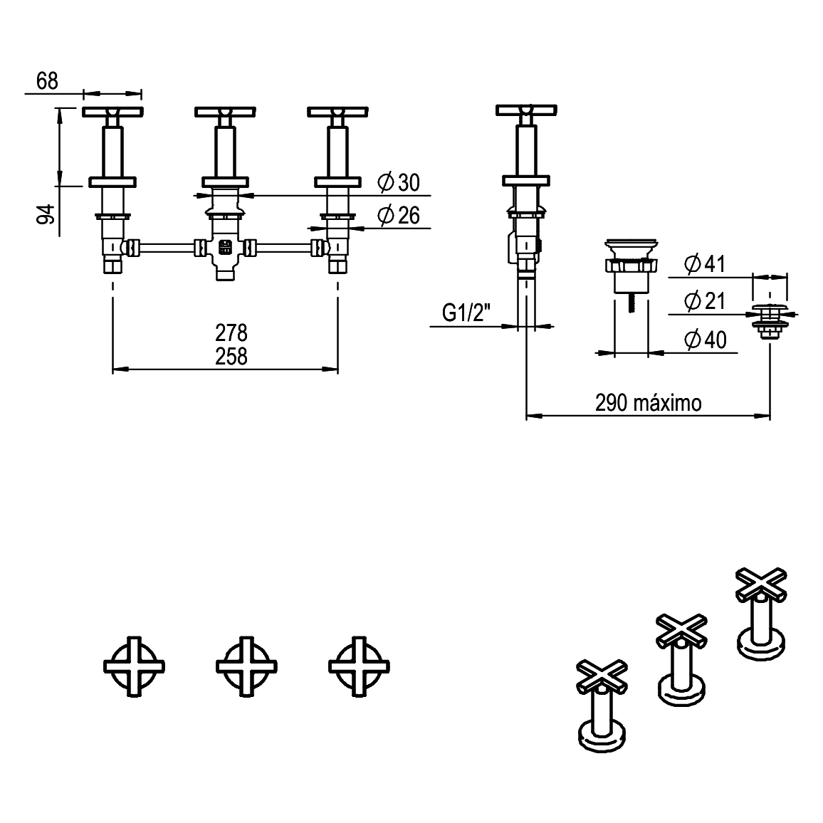 GRIFERIA BICOMANDO BIDET FLAT CRUZ CROMO HIDROMET – 10 AÑOS DE GARANTÍA [84102CRCR]