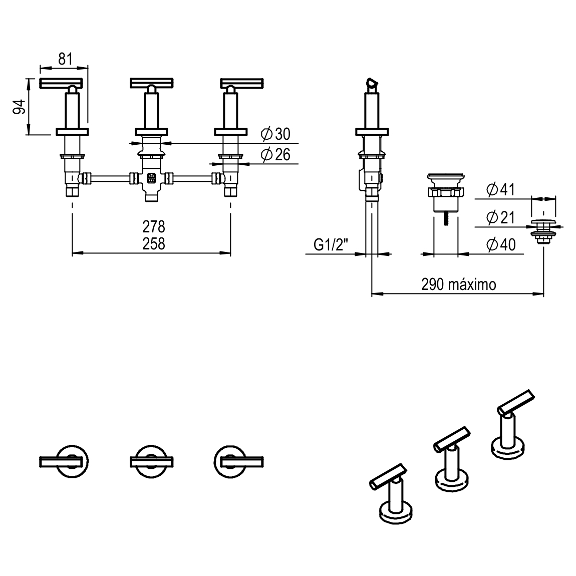 GRIFERIA BICOMANDO BIDET FLAT LEVER BLACK HIDROMET – 10 AÑOS DE GARANTÍA [84107NEGR]