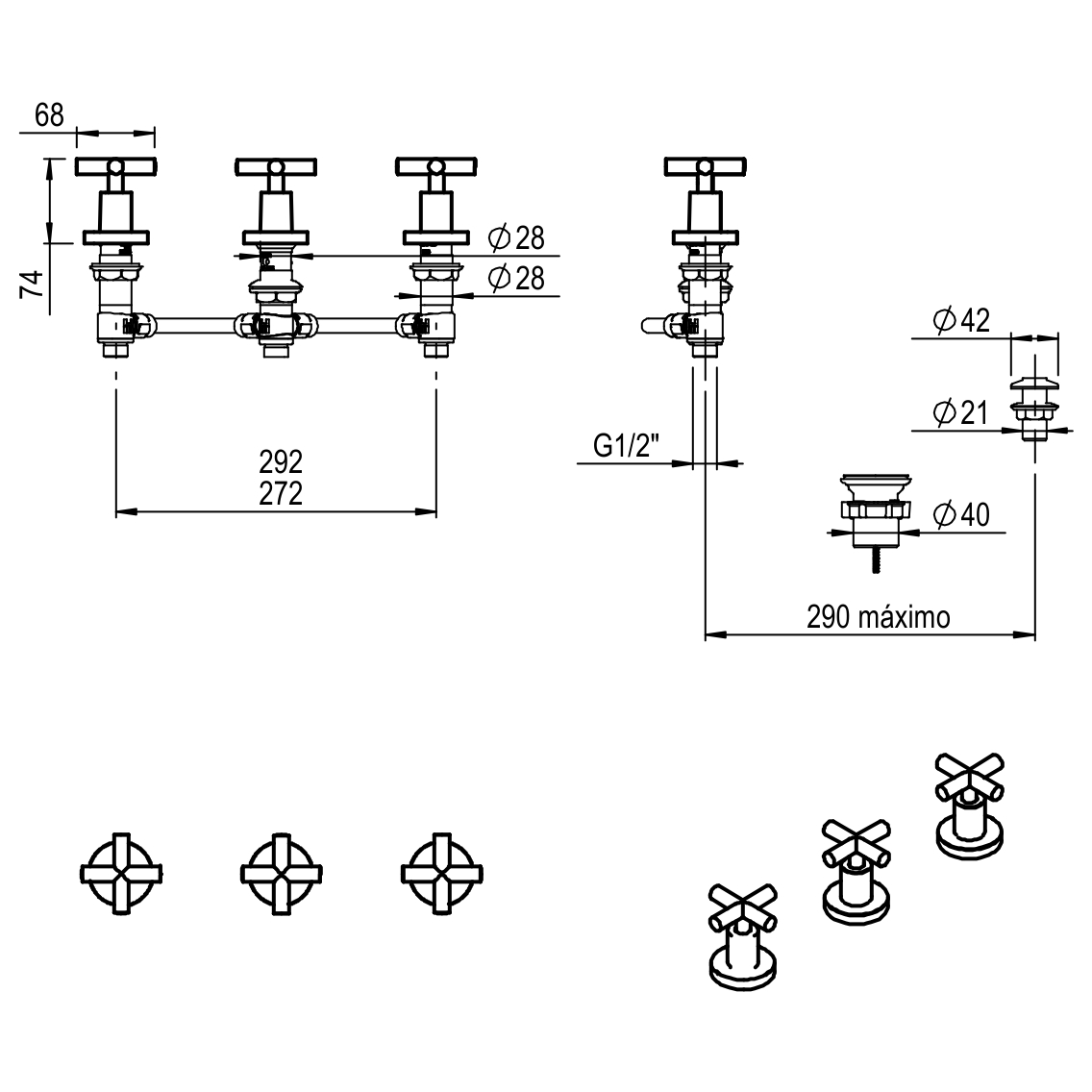 GRIFERIA BICOMANDO BIDET SUN CRUZ BLACK HIDROMET – 10 AÑOS DE GARANTÍA [4502NEGR]