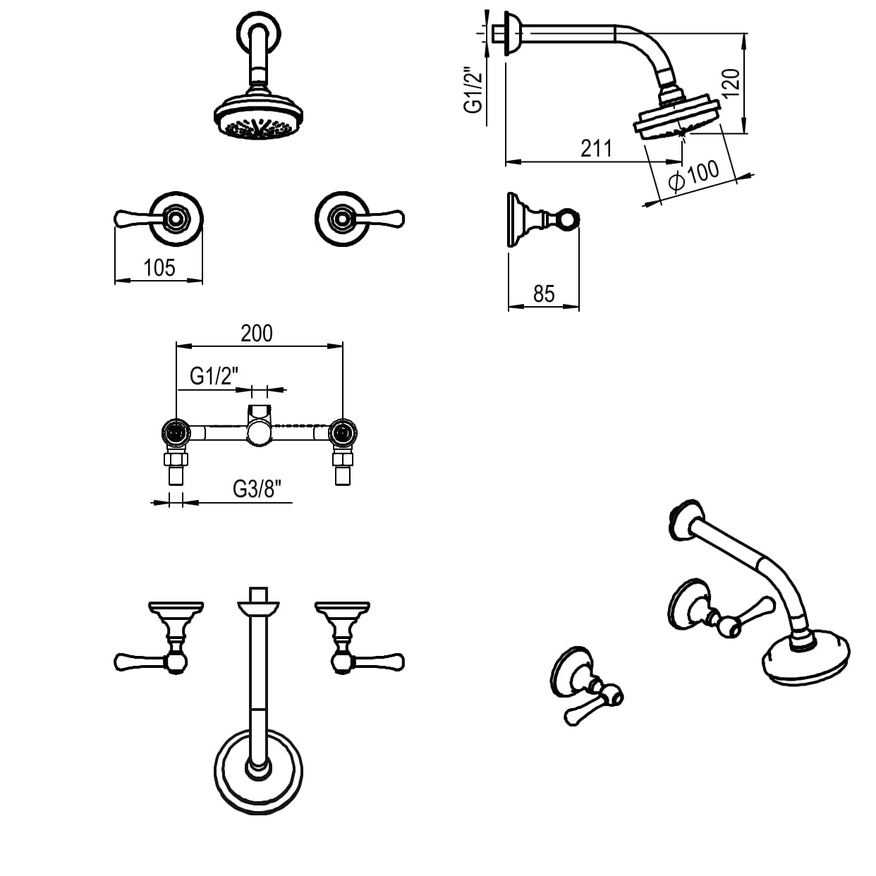GRIFERIA BICOMANDO DUCHA SIN TRANSFERENCIA BEVERLY LEVER CROMO HIDROMET – 10 AÑOS DE GARANTÍA [00409CRCR]