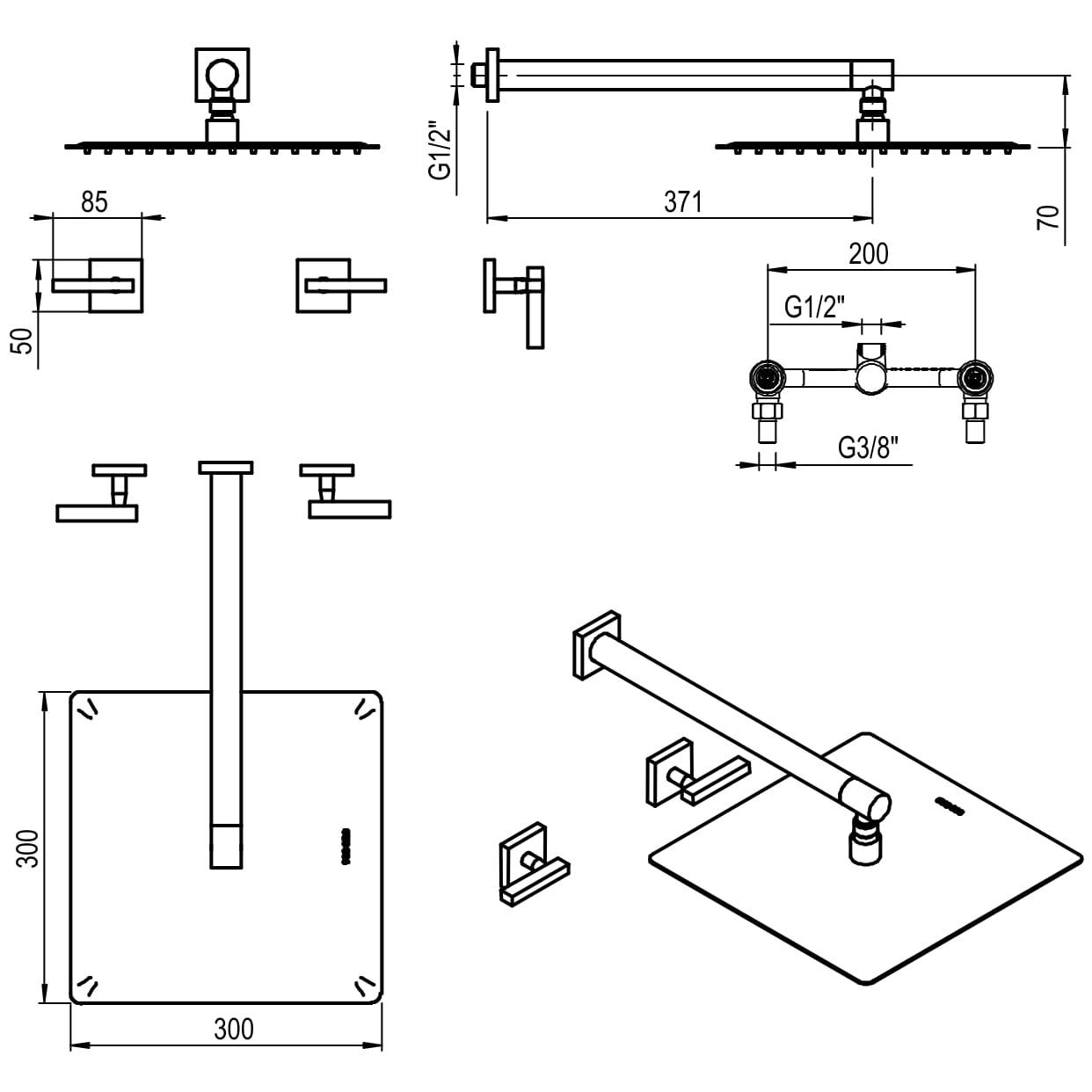 GRIFERIA BICOMANDO DUCHA SIN TRANSFERENCIA BLOCK LEVER BLACK HIDROMET – 10 AÑOS DE GARANTÍA [03409NEGR]