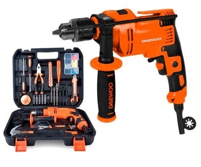 KIT TALADRO DE IMPACTO 550W 13MM - 34 ACCESORIOS Y MALETIN - DAEWOO [DAID550K]