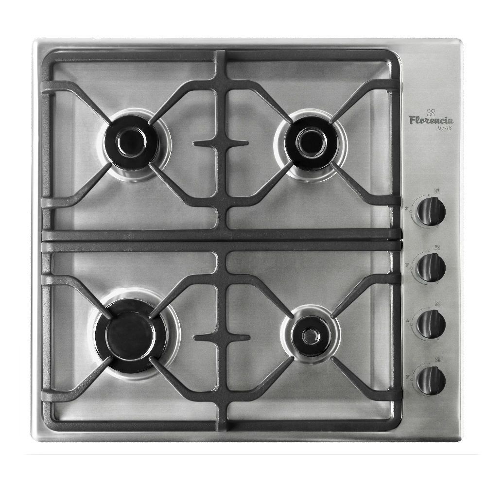 ANAFE MULTIGAS 4 HORNALLAS CON REJILLAS DE HIERRO - ACERO INOXIDABLE - FLORENCIA [FLOR6748I]