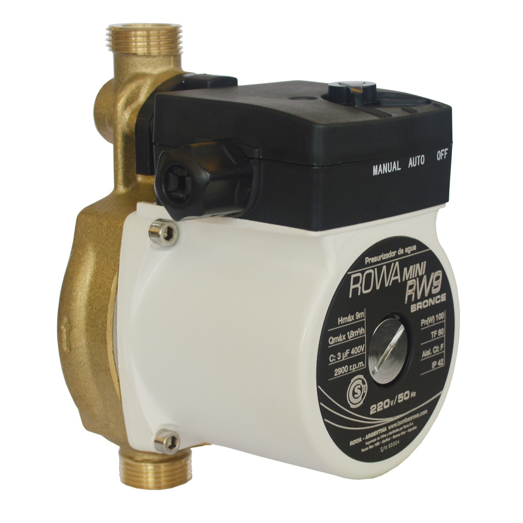 BOMBA PRESURIZADORA MINI RW 9 BRONCE MONOFASICA - 1 BAÑO - ROWA [0020-0021]