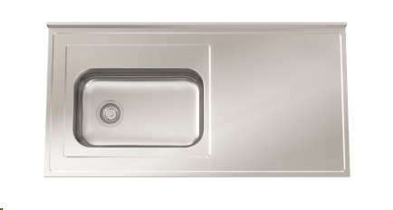 MESADA CON PILETA Z52 160CM - SOPAPA CESTILLO - ACERO 304  - JOHNSON [Mesada 160 con]