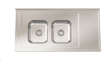 MESADA CON PILETA C28 120CM- SOPAPA CESTILLO ACERO - JOHNSON [Mesada 120 con]