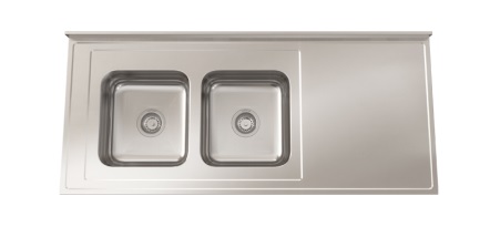 MESADA CON PILETA C37 160CM- SOPAPA CESTILLO ACERO - JOHNSON [Mesada 160 con]