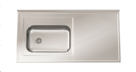 MESADA CON PILETA ZZ52 180CM - SOPAPA AMERICANA - ACERO 430  - JOHNSON [Mesada 180 con]