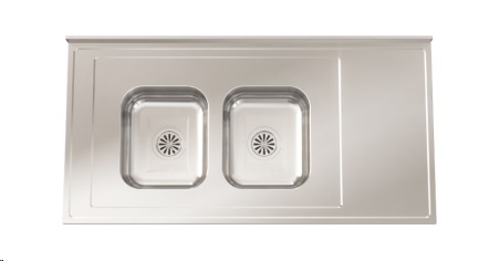 MESADA CON PILETA CC28 120CM - SOPAPA AMERICANA - ACERO 430 - JOHNSON [Mesada 120 con]