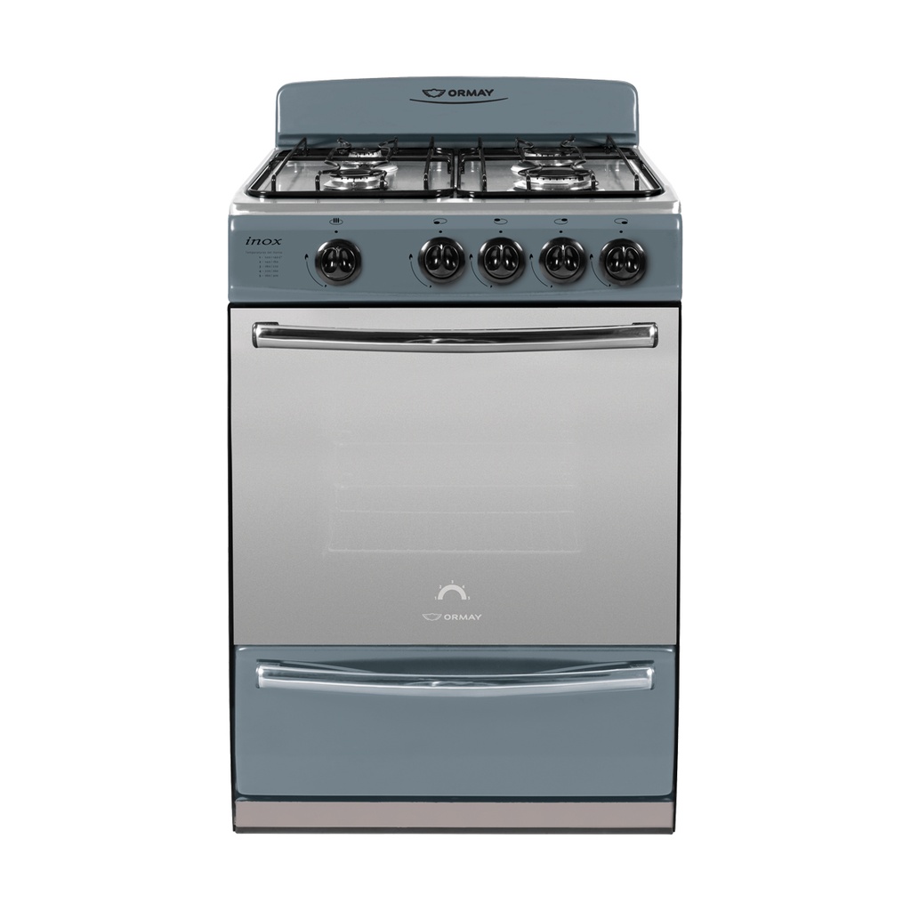 COCINA MULTIGAS 4 HORNALLAS CON REJILLAS DIVIDIDAS  - EFICIENCIA ENERGÉNITCA A+ - CRISTAL ESPEJADO - PARRILLA - GRIS - ORMAY [INOX]