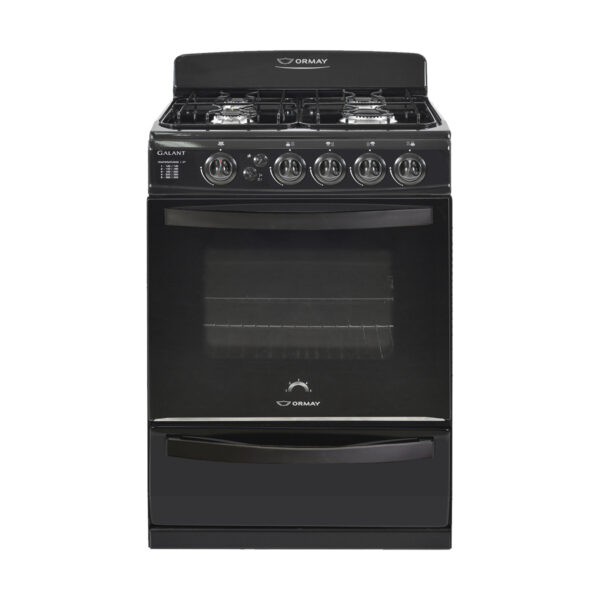 COCINA MULTIGAS 4 HORNALLAS CON REJILLAS DIVIDIDAS  - EFICIENCIA ENERGÉNITCA A+ - CRISTAL ESPEJADO - PARRILLA DESLIZANTE - LUZ - NEGRO - ORMAY [GALANT N]