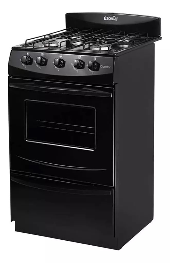 COCINA A GAS NATURALCANDOR  - 4 HORNALLAS 50 CM NEGROO - ESCORIAL [CAN51NN]