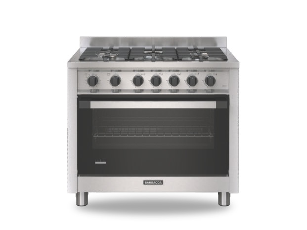 COCINA MULTIGAS 5 HORNALLAS - TRES NIVELES DE COCIÓN - VIDRIO DOBLE TEMPLADO- REJILLAS DE FUNDICIÓN ESMALTADAS   -  CAPACIDAD: 110 LTS - ORMAY [B-90 T]